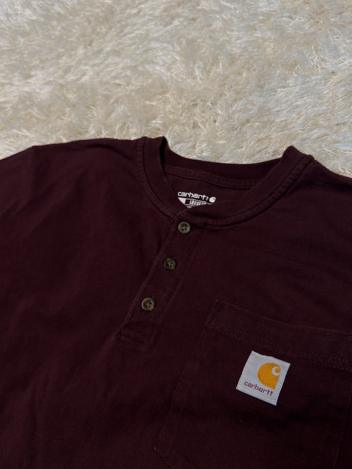 빈티지 칼하트 버건디 헨리넥 티셔츠 상품이미지1