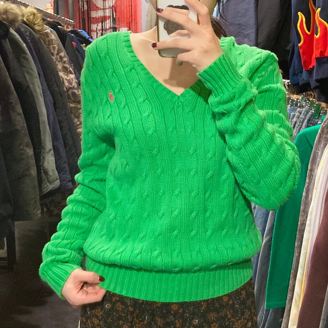 [IM] 폴로 랄프로렌 그린 브이넥 케이블 니트 상품이미지2