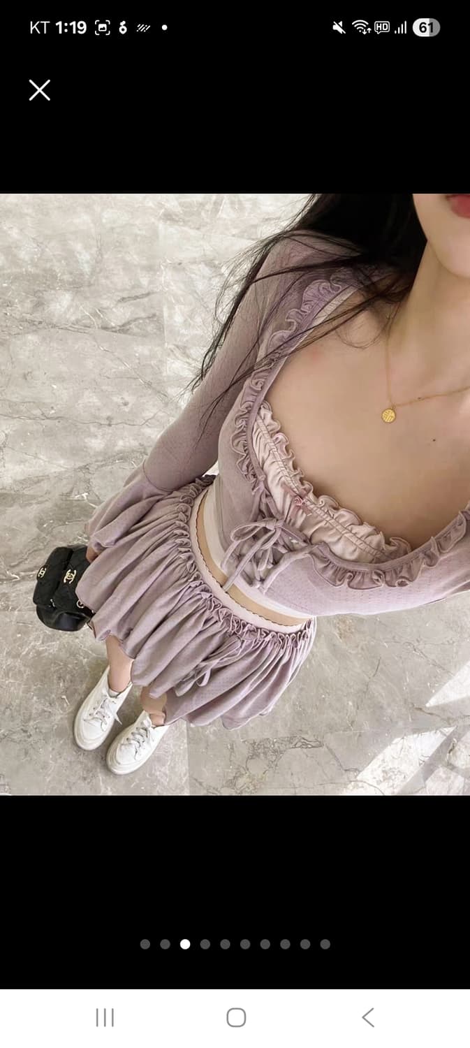 발레코어 레이스 프릴 원피스코디세트 플레어치마 히메갸루 핀터깔 슬리브리스 상품이미지4