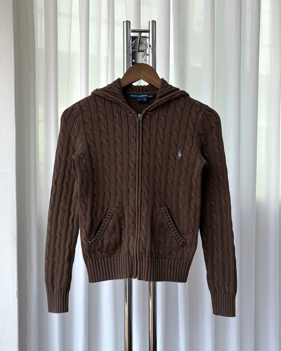 [S]폴로 랄프로렌 브라운 케이블 후드 니트 집업 상품이미지3