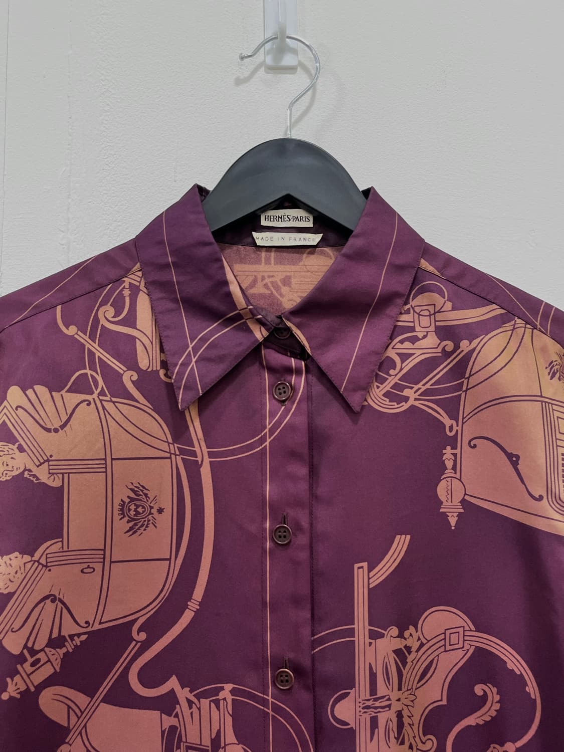 에르메스 90s 빈티지 실크 패턴 셔츠 상품이미지2