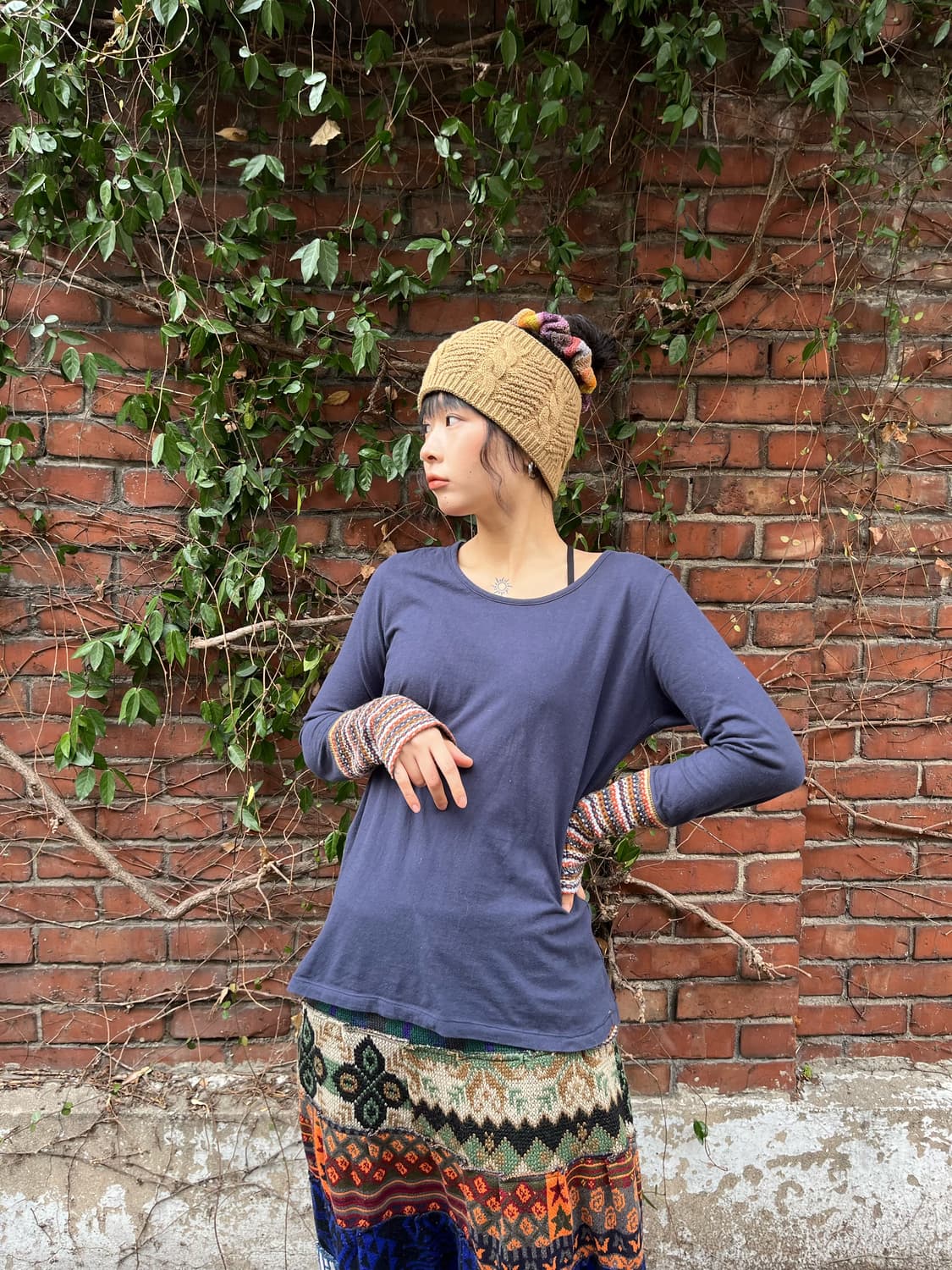 소매 니트 포인트 롱 슬리브 상품이미지2