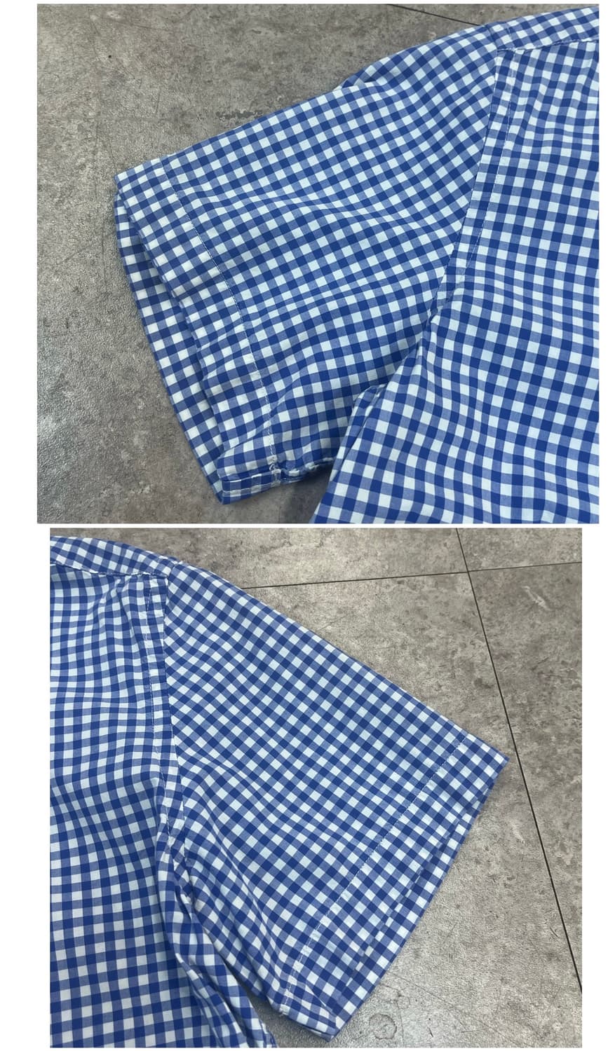 폴로 랄프로렌 깅엄 체크 반팔 셔츠 블루 XL #csz4066 상품이미지6