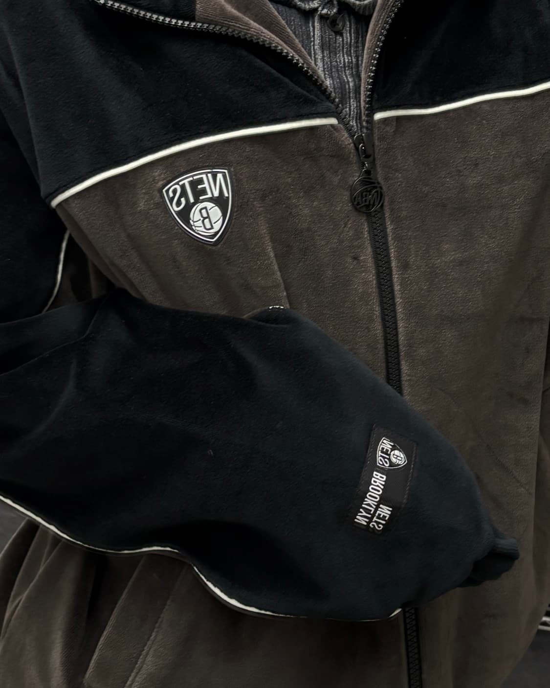 NBA 브루클린 네츠 벨벳 트랙탑 져지 상품이미지3