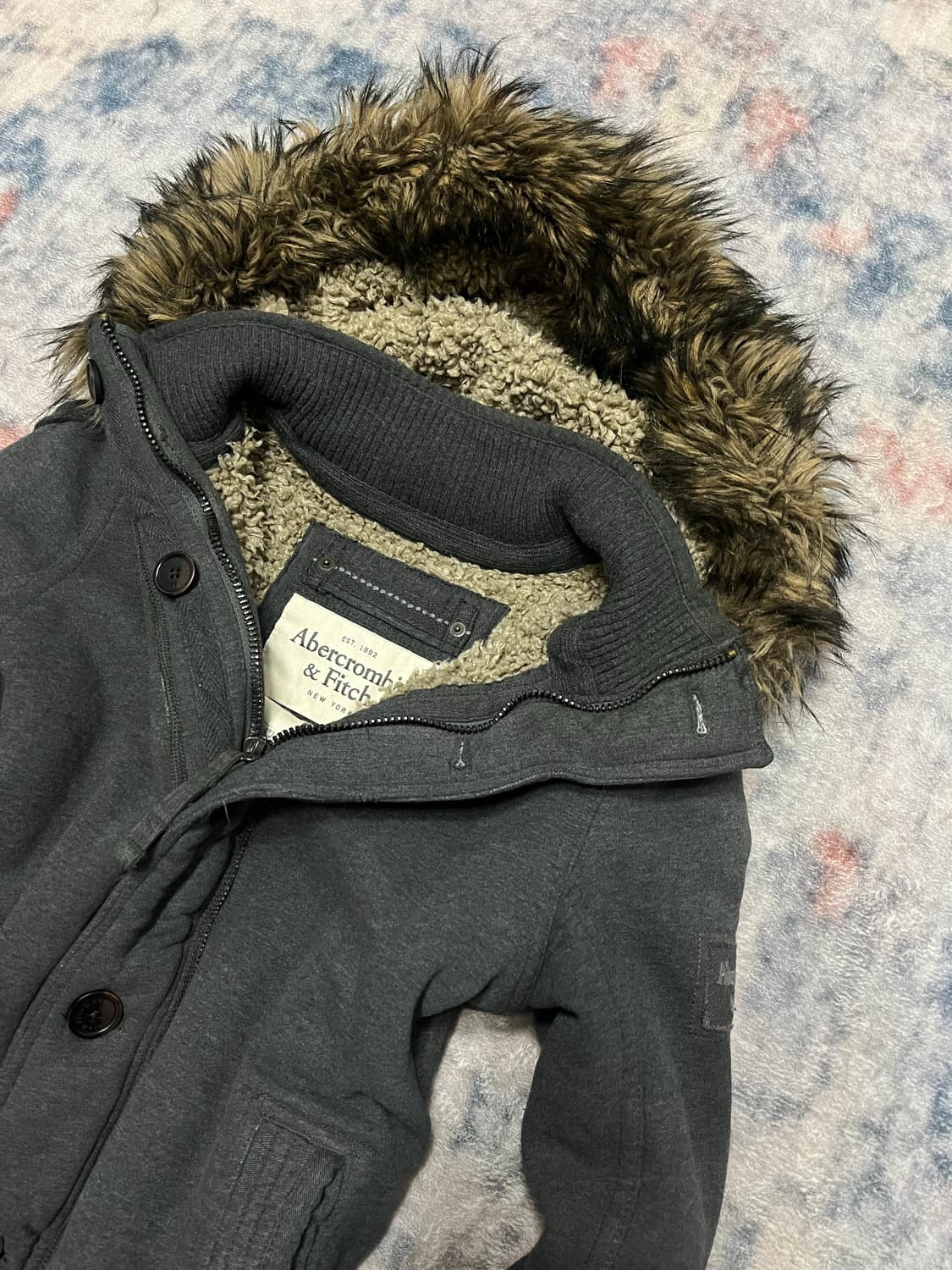 Abercrombie 00s y2k wolf fur hood jacket 상품이미지4