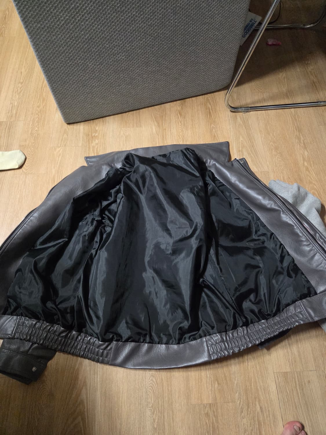 회색 가죽봄버자켓 105 상품이미지3