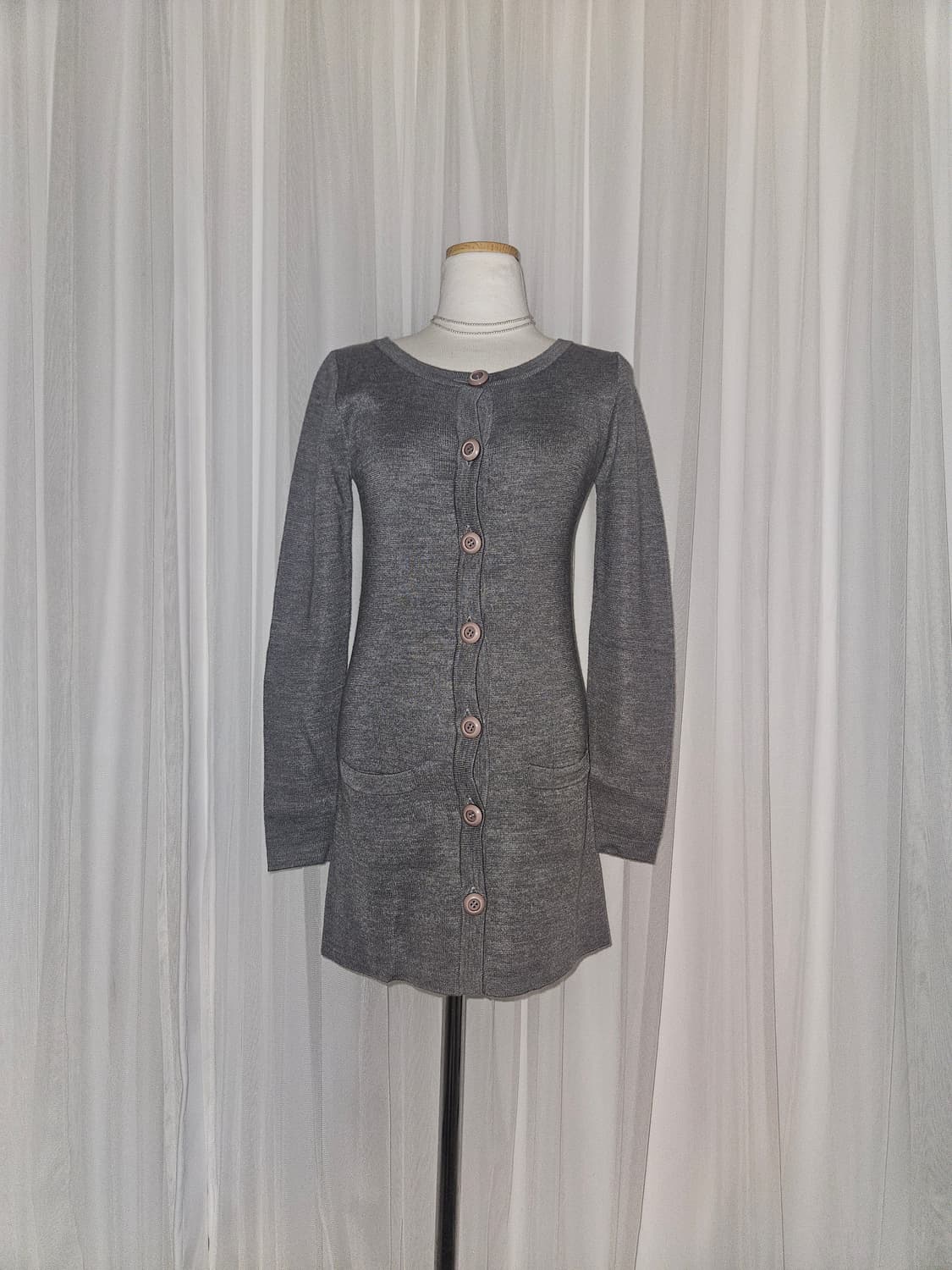 le souk 빈티지 히메 그레이 슬림핏 가디건 원피스 상품이미지1