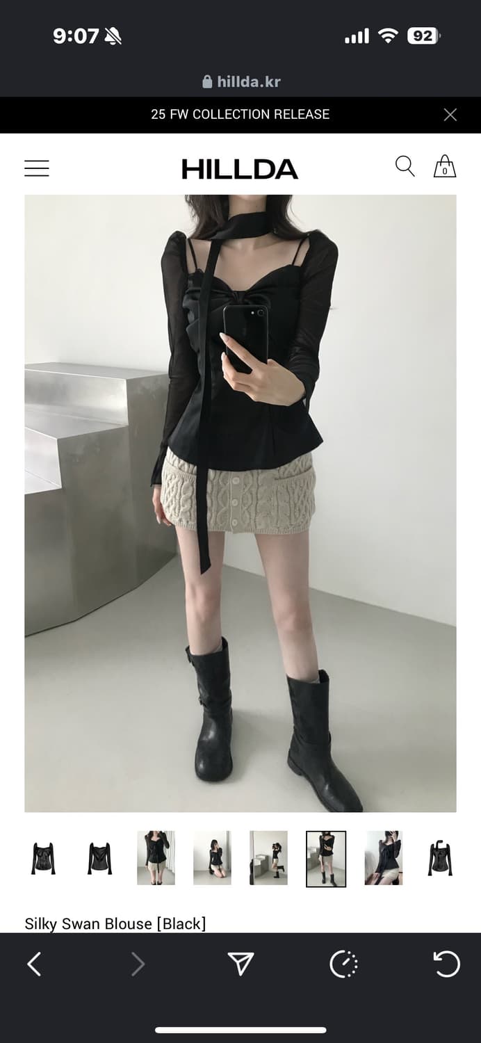 힐다x고희 실키 스완 블랙 블라우스 상품이미지1