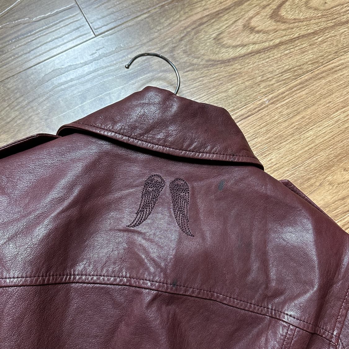 빈티지 버클 버건디 가죽 자켓 오네갸루 공겜여주 긱시크 고딕 고스 그런지 상품이미지3