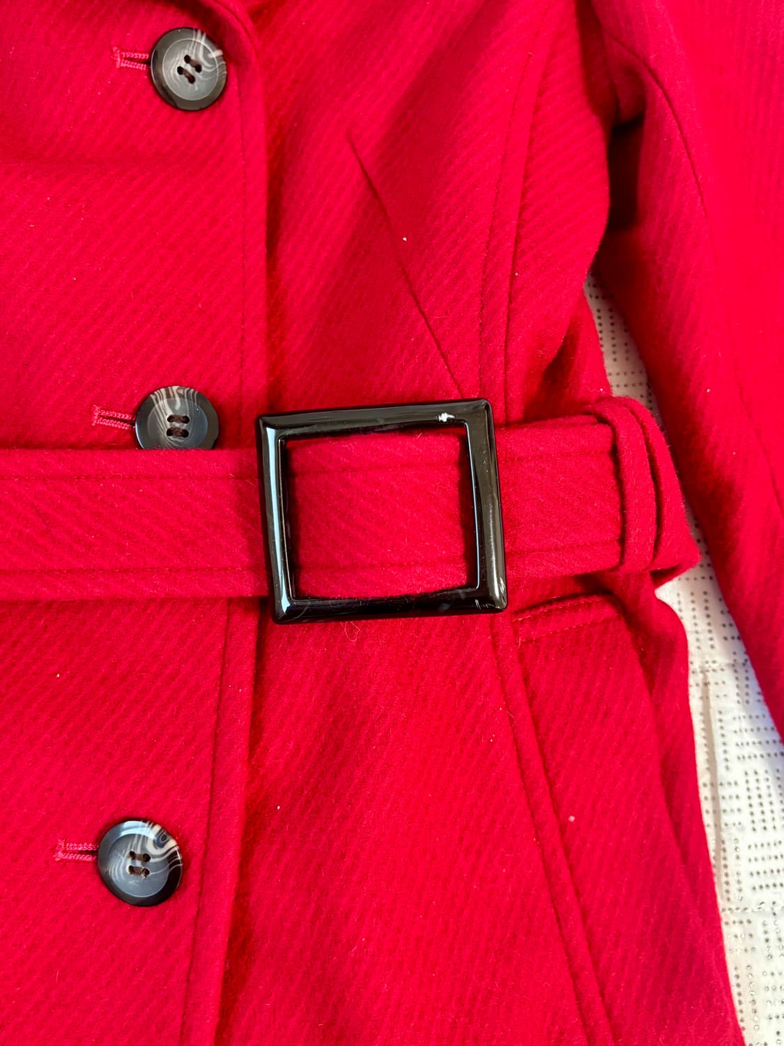 [고퀄] 울 모직 레드 더블버튼 벨트 코트 상품이미지3