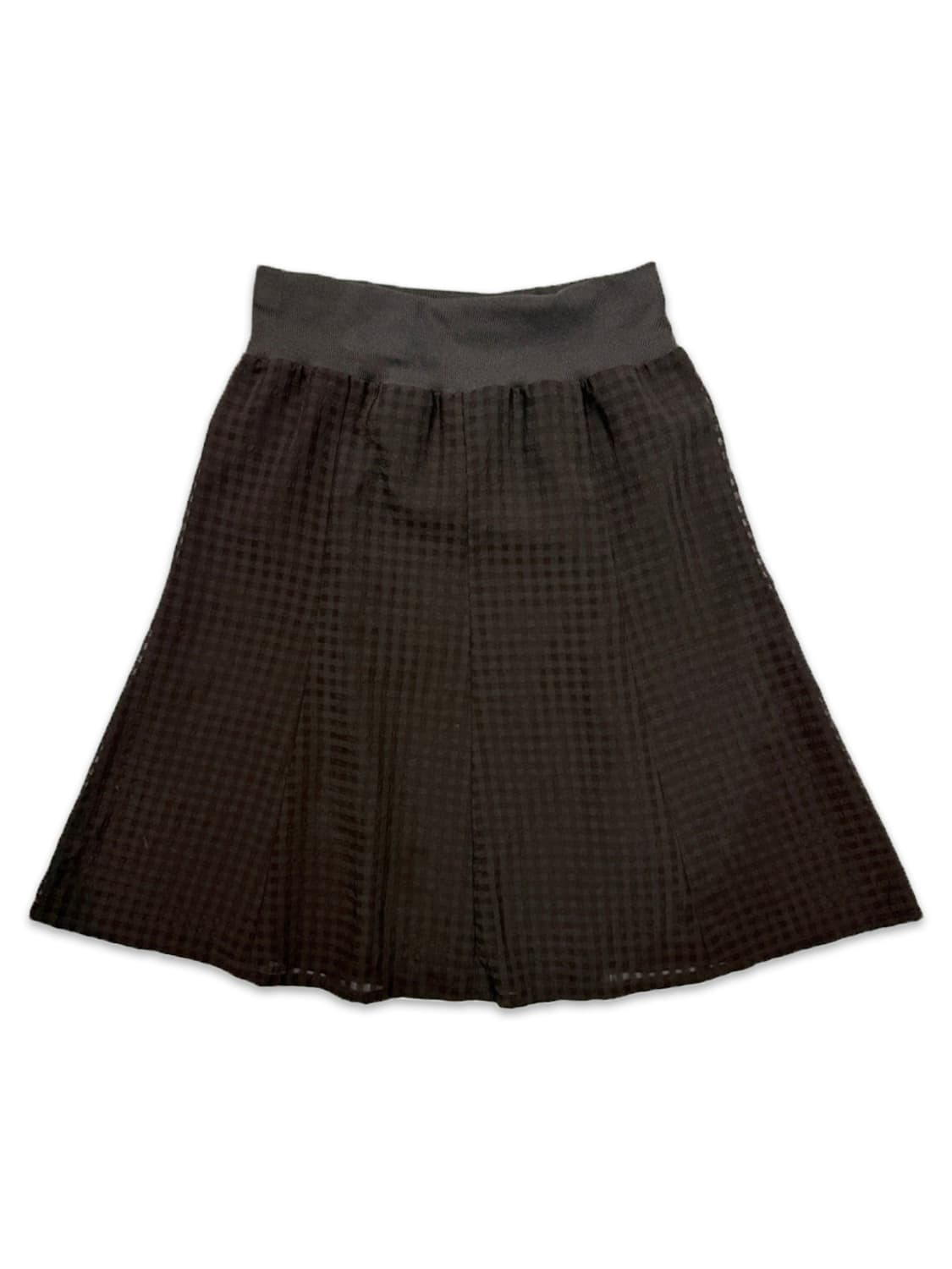 빈티지 브라운 체크 플레어 미디 스커트 상품이미지1
