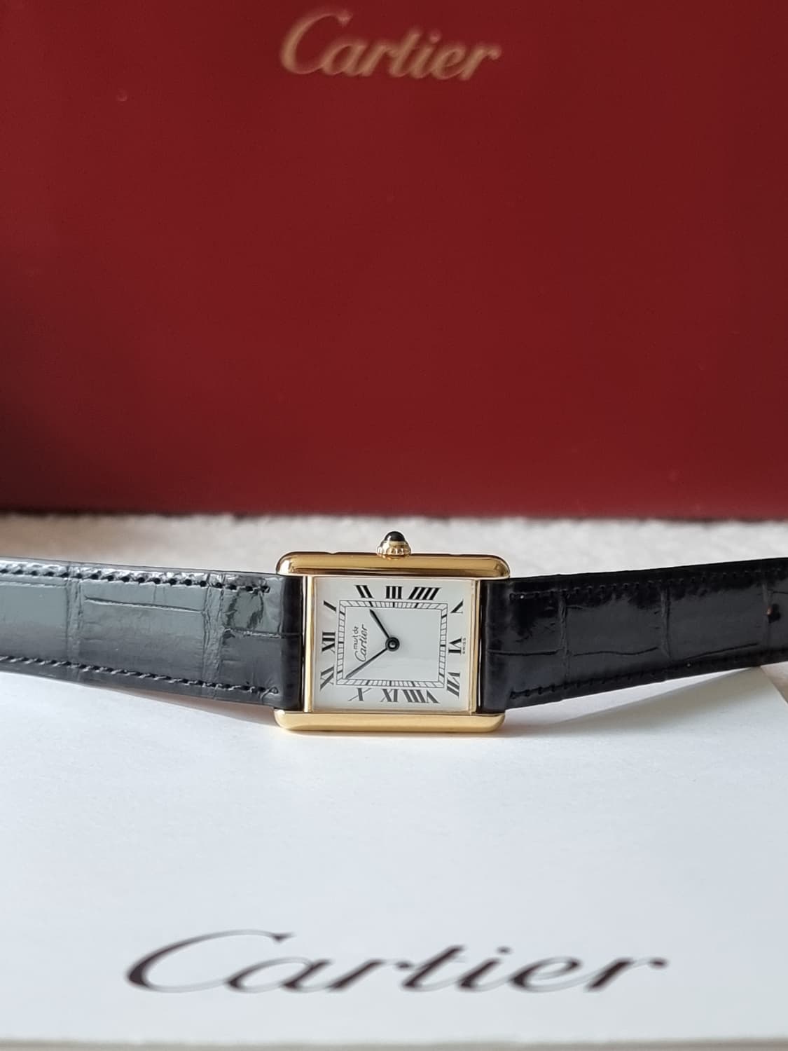 까르띠에 빈티지 탱크머스트 라지 화이트다이얼 핀버클 시계 (남여공용) 상품이미지4
