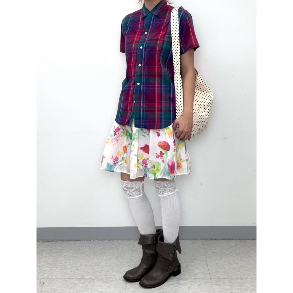 빈티지 체크 반팔 셔츠 상품이미지2