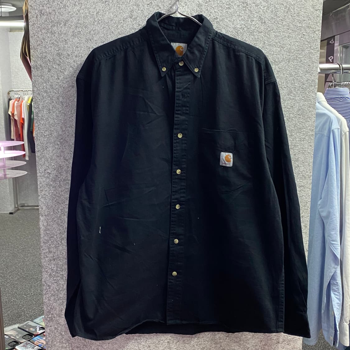 칼하트 패치로고 원포켓 블랙 셔츠 B3157 상품이미지2