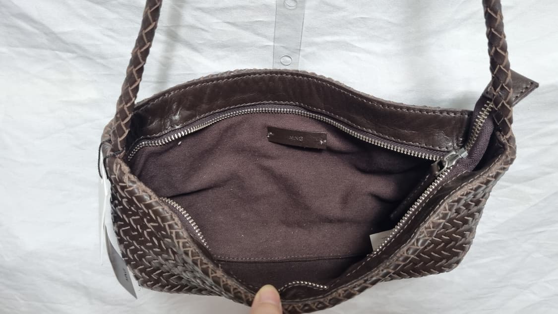 망고 소리얼 소가죽 브라운 뱀부 백 상품이미지4