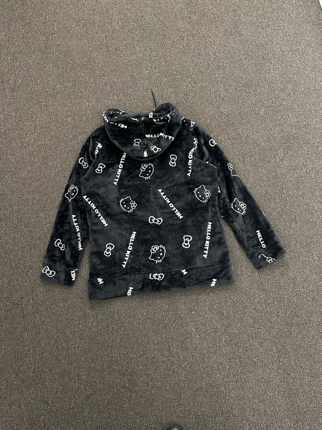 M)Hello Kitty 빈티지 캐릭터 블랙 플리스 후드집업 상품이미지5