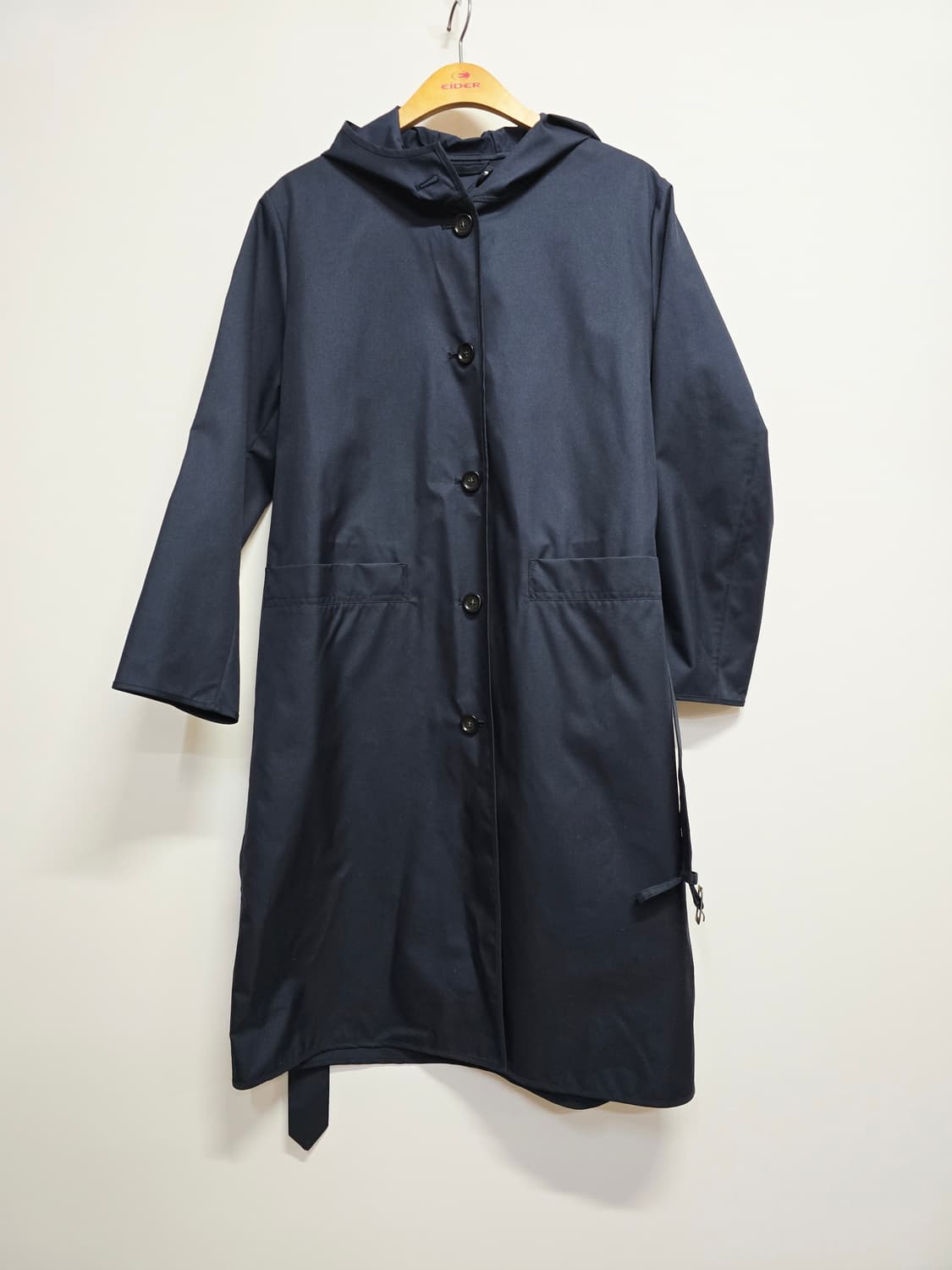 PESPOW 후드 벨트 롱 코트 네이비 상품이미지1