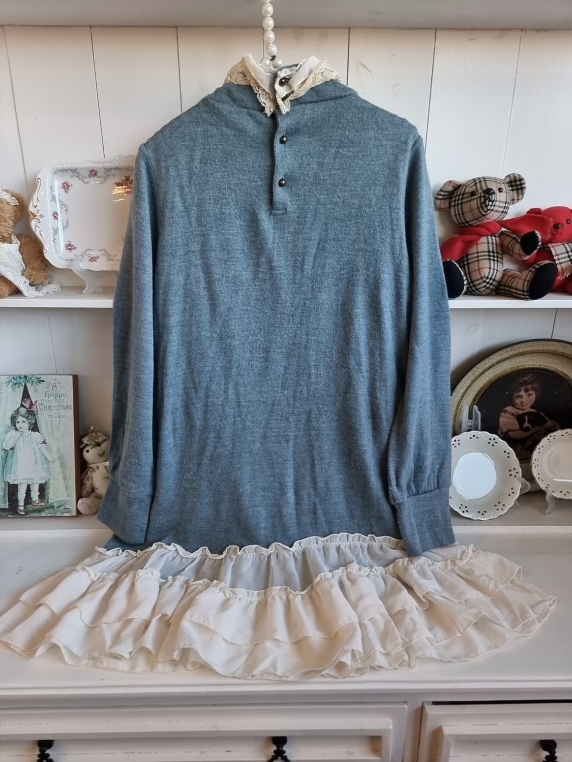 axes femme 프릴 하이넥 레이스 롱니트 원피스 상품이미지6