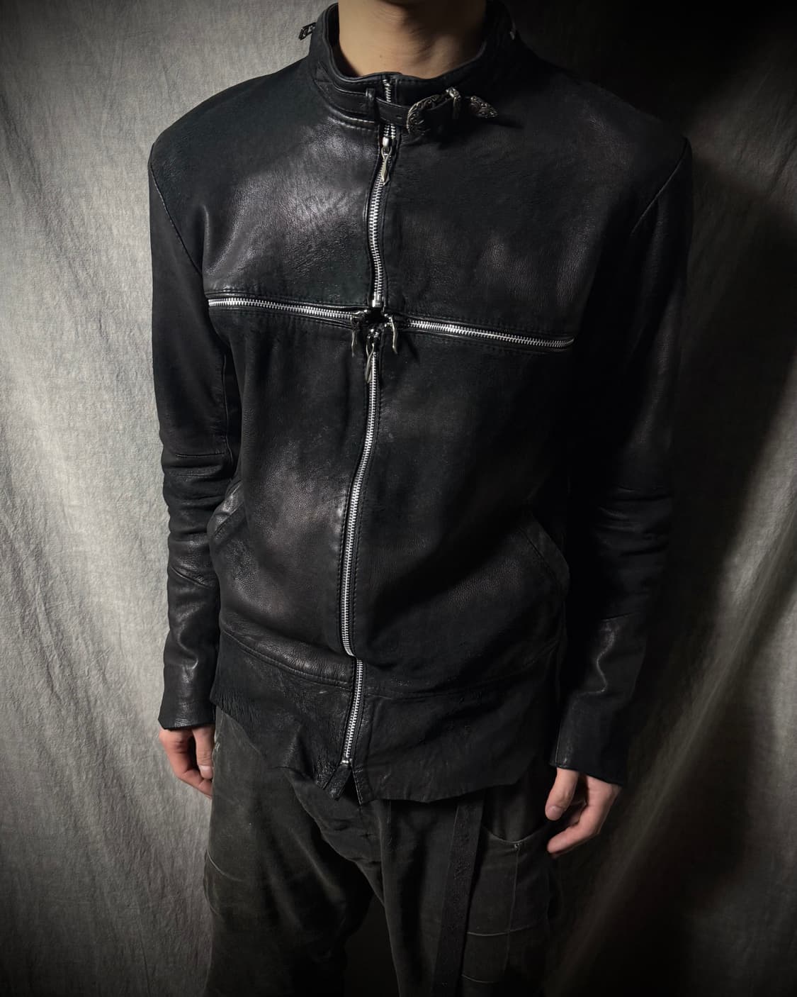 14th Addiction Cross-Zip Leather Jacket  상품이미지2