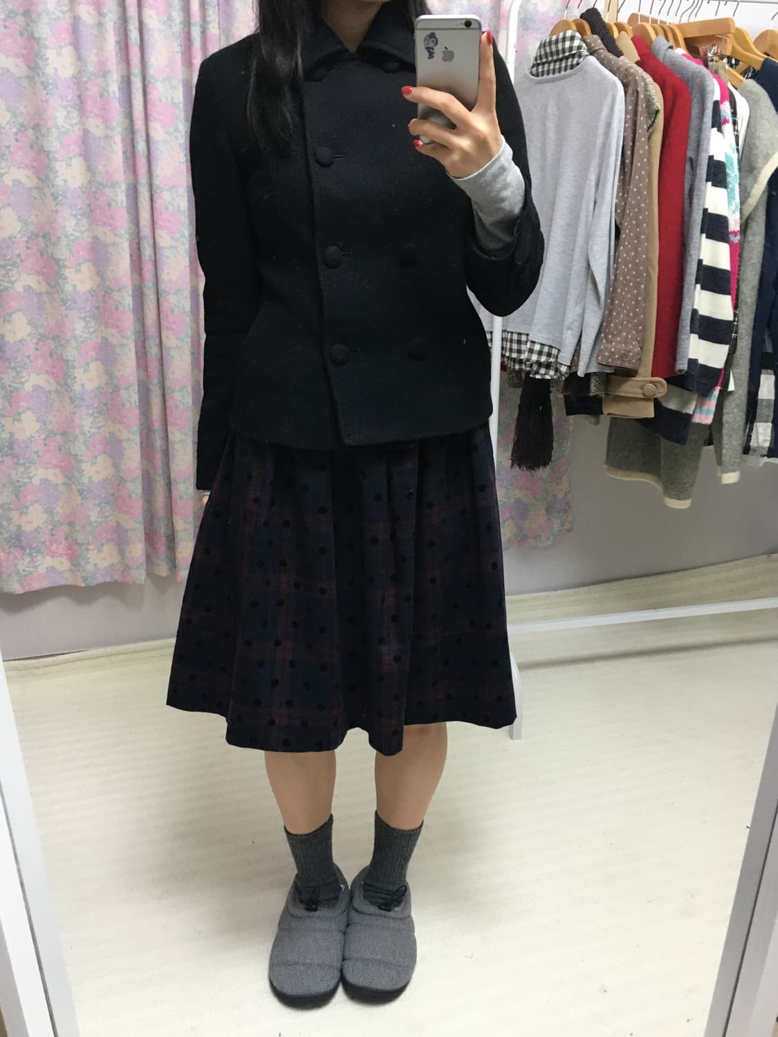 블랙 울 숏 코트 상품이미지3