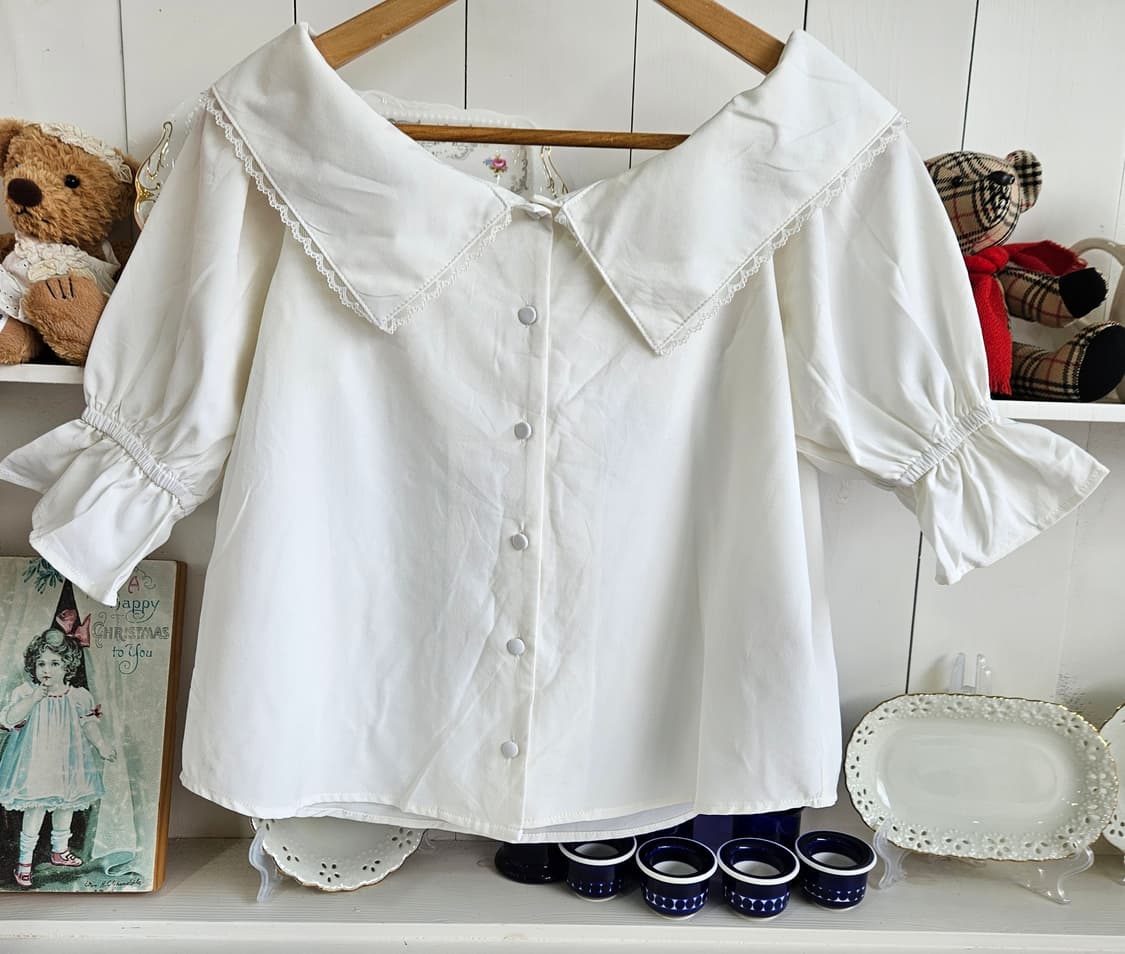 (Honey Cinnamon) 빅카라 리본 블라우스 상품이미지5