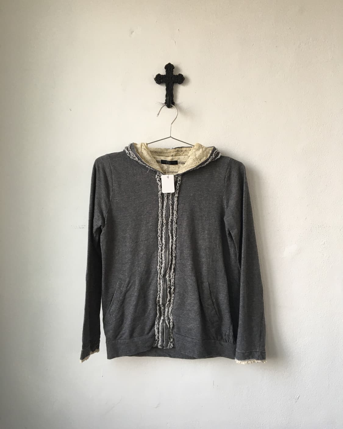 frill trimming hood zip up 상품이미지2