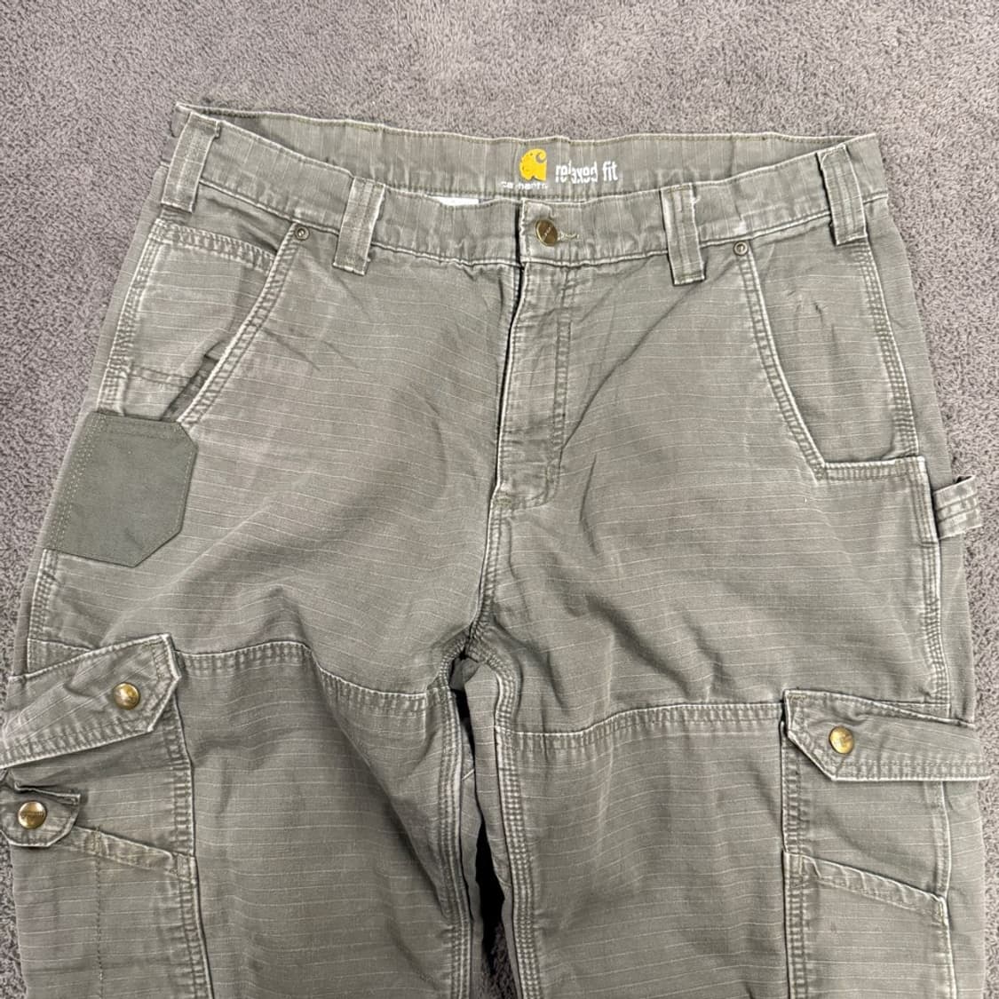 [정품/36x30] 칼하트 모스그린  빈티지 카고 워크 팬츠 상품이미지3