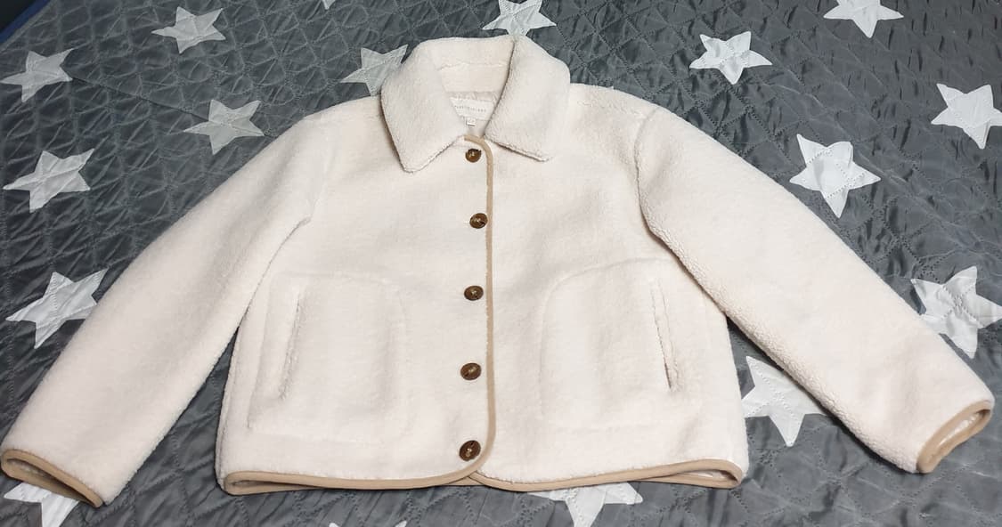 플라스틱아일랜드 퍼 카라 뽀글이 무스탕 숏 자켓 아이보리 (S) 상품이미지1