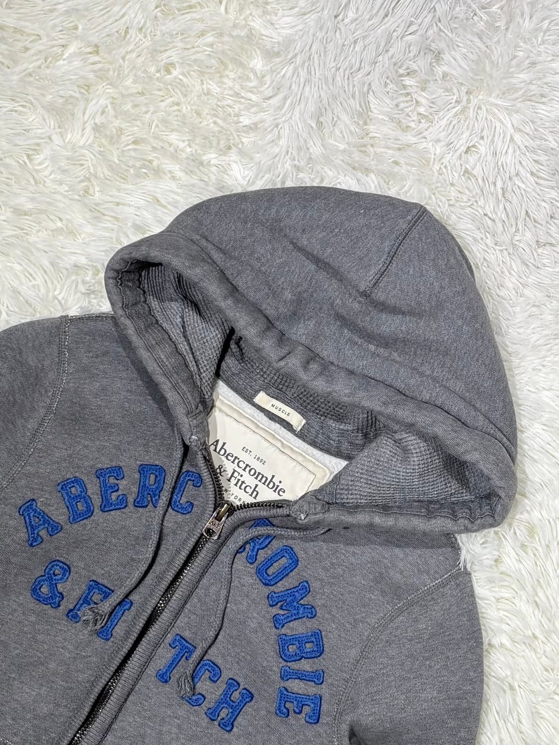 아베크롬비 그레이 빅로고 헤비스웻 후드집업 상품이미지5