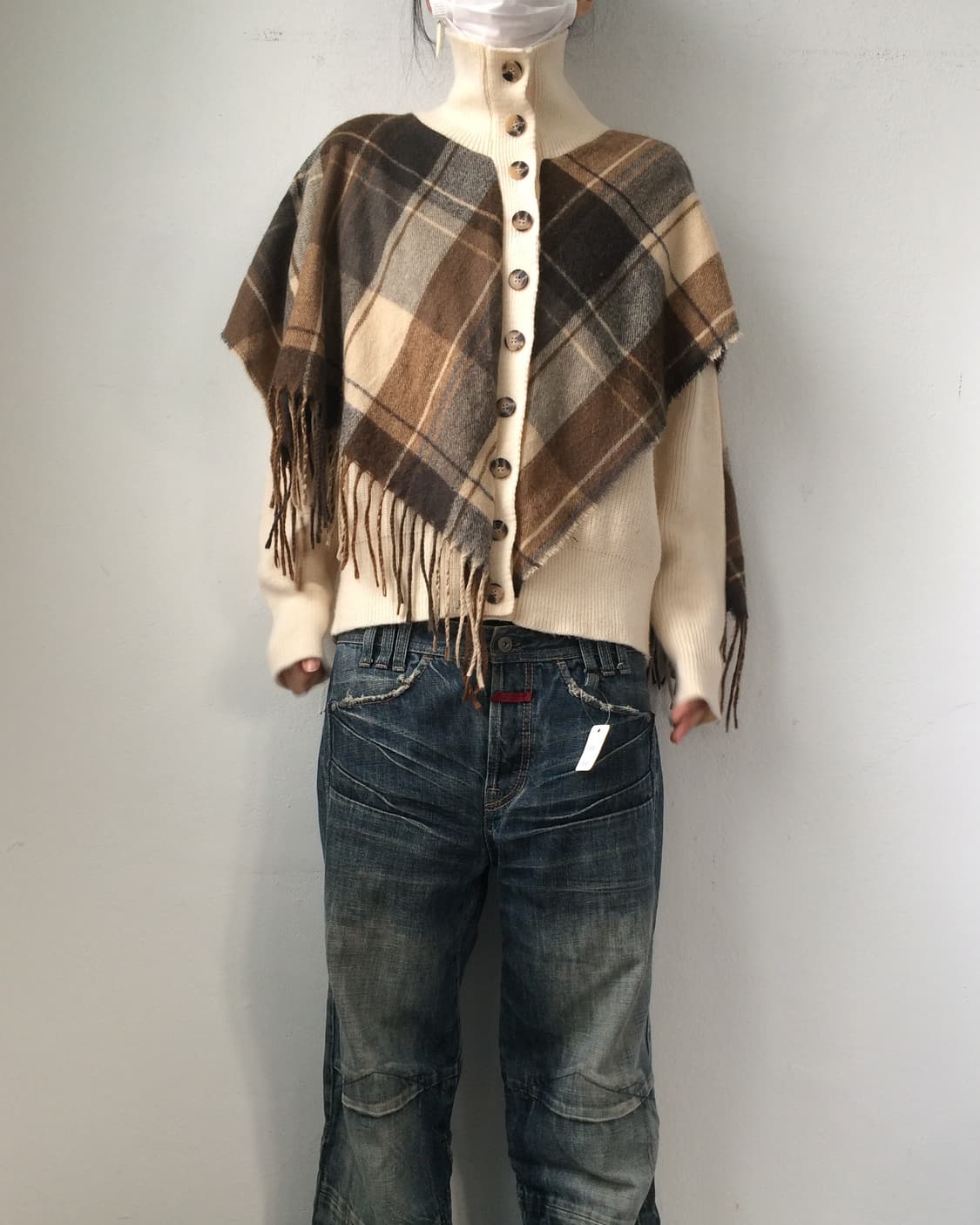 Muffler layered knit cardigan 상품이미지6