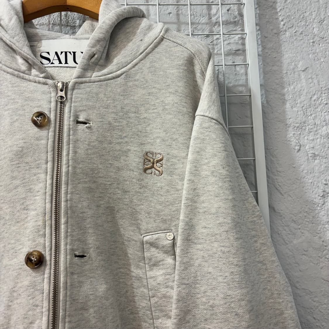 세터 그레이 코튼 올 데이 투웨이 후드집업 M 상품이미지5