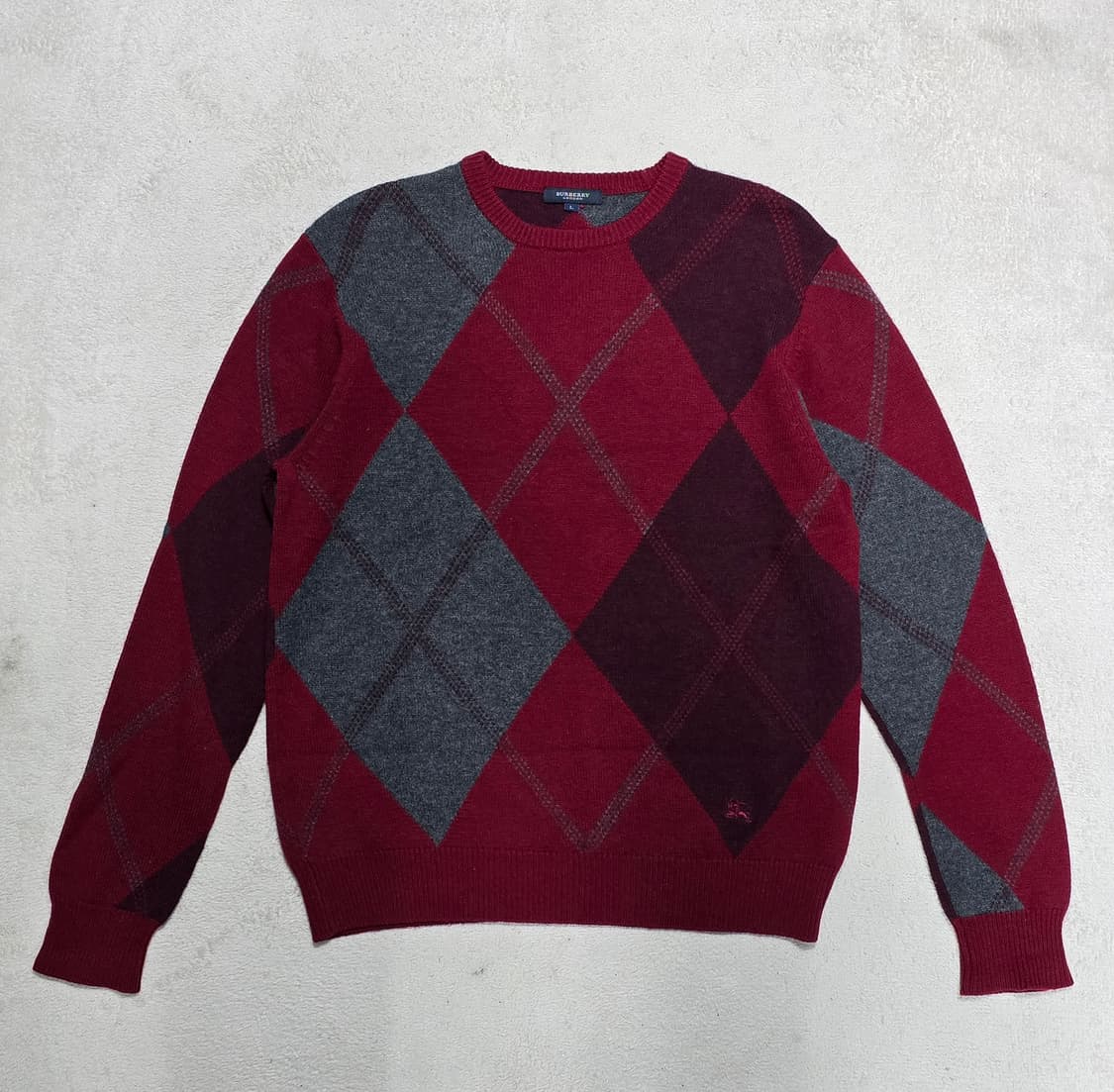 Burberry 버버리 아가일패턴 니트 레드 L 사이즈 상품이미지1