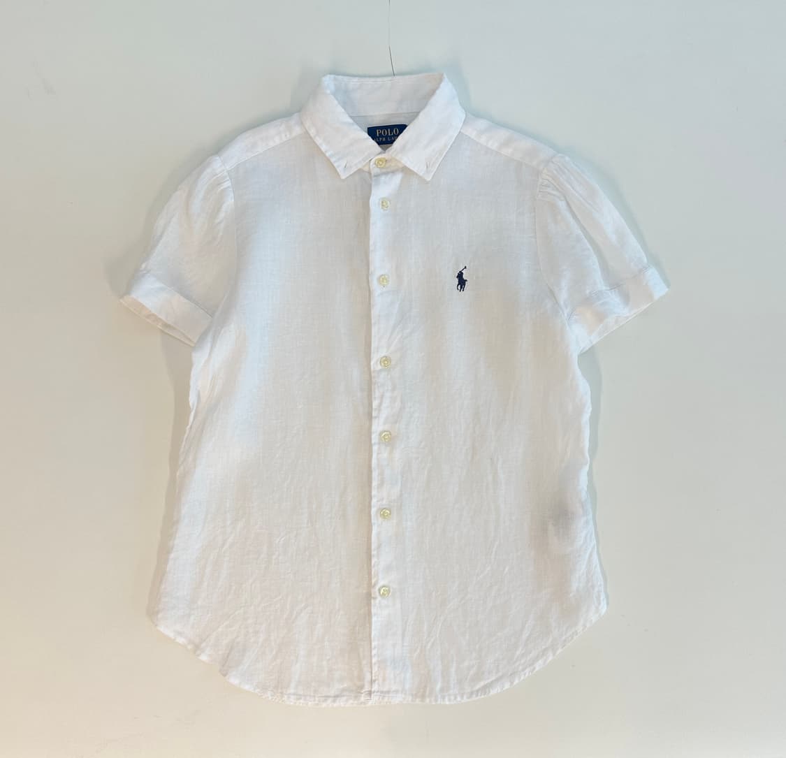 Polo 폴로 랄프로렌 QR현행탭 린넨 화이트 반팔 셔츠 xs 상품이미지2