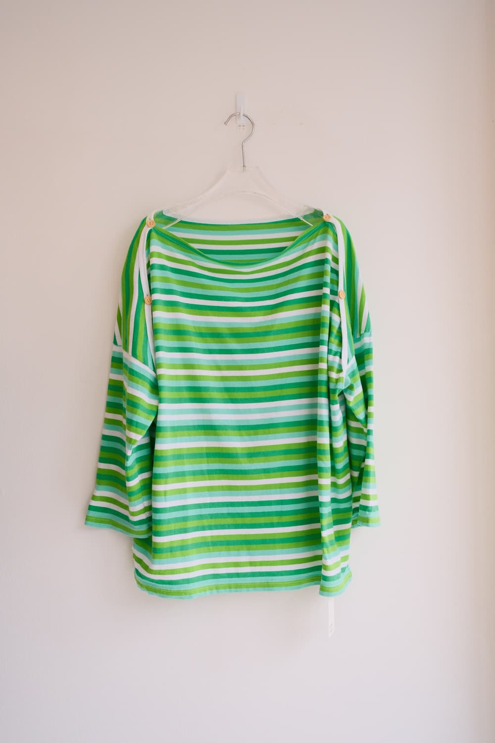 Drop shoulder stripe button top 상품이미지4