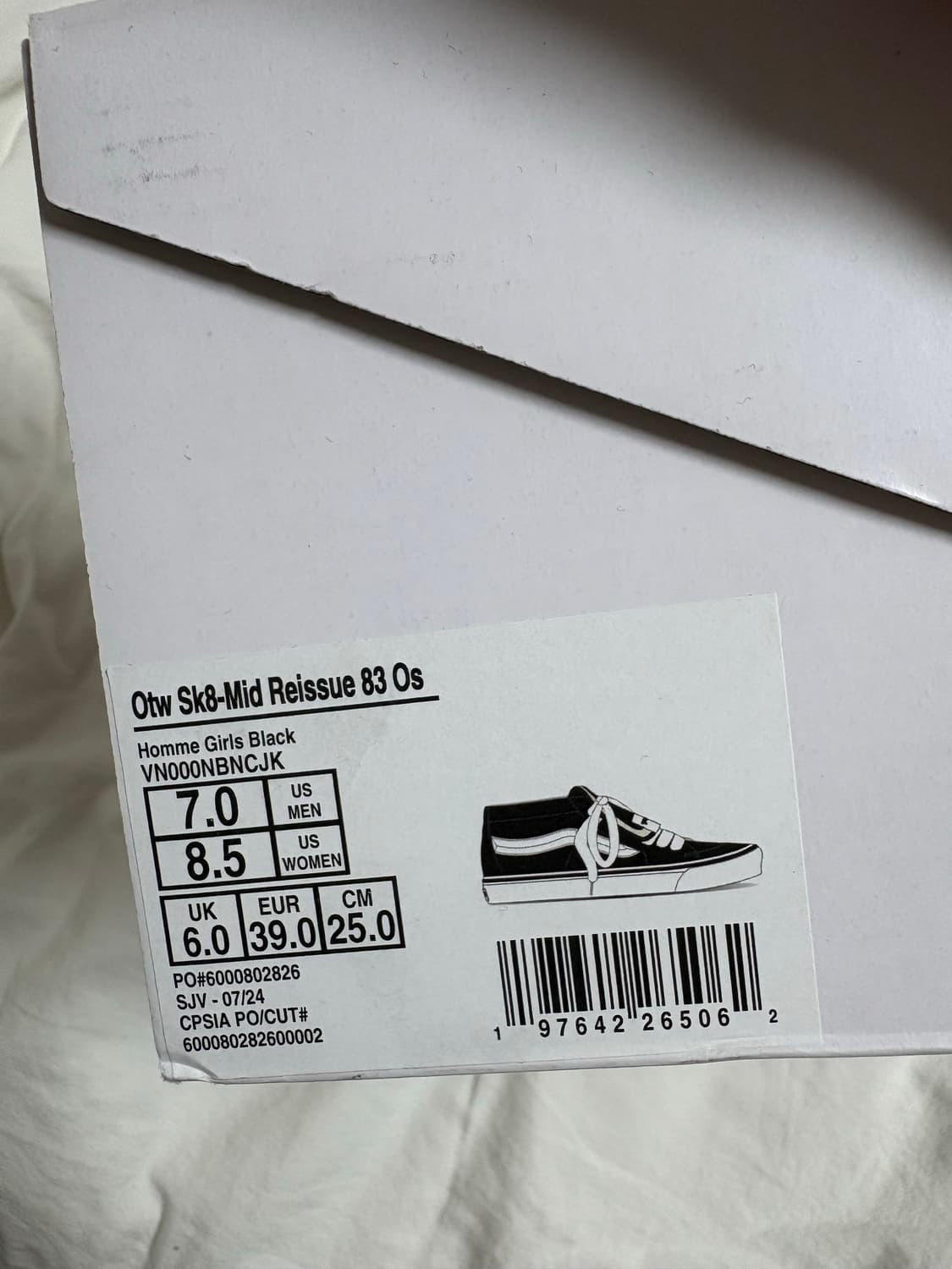 반스 옴므 걸스 OTW 스케이트-미드 리이슈 83 OST 블랙 상품이미지2