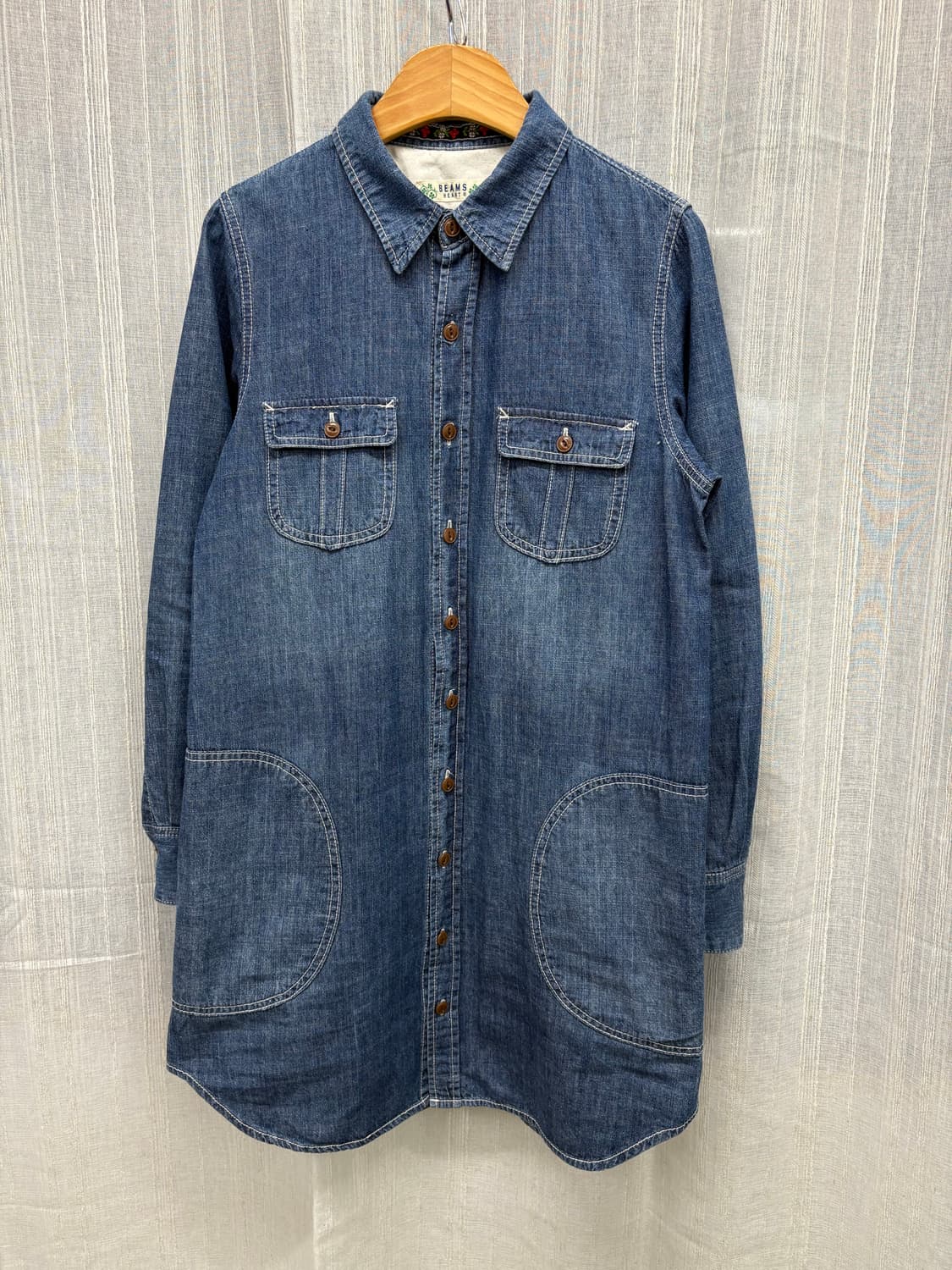 BEAMS 빔즈 하트 데님 셔츠 원피스 상품이미지4