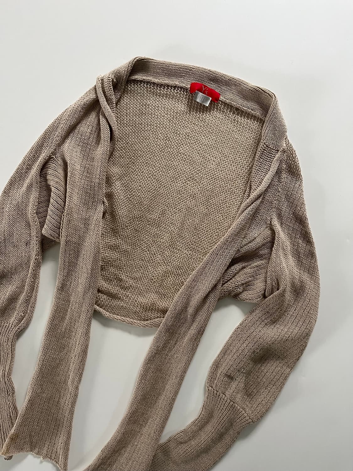 Y’s 요지야마모토 베이지 니트 볼레로 가디건  상품이미지6