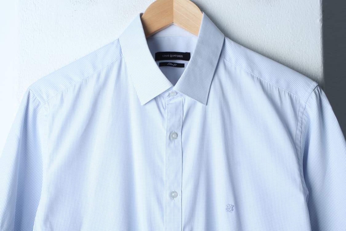 (XL) 루이가또즈 반팔 카라 티셔츠 셔츠 남방 체크 연블루-H32492 상품이미지3