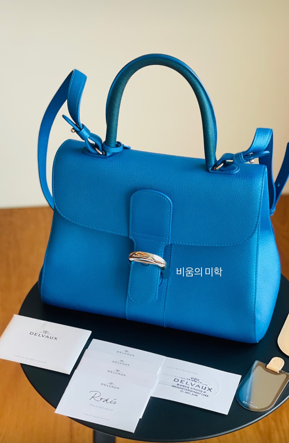 정품 새상품) Delvaux 델보 브리앙 MM 메탈릭블루 정가 1150만 상품이미지5