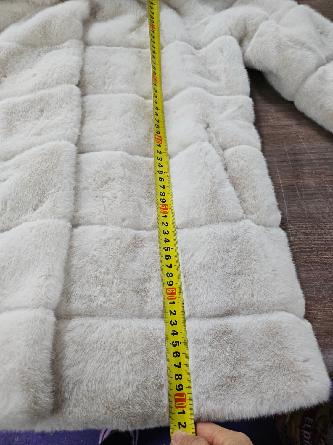 페이크 밍크퍼 후드 코트 L 상품이미지7