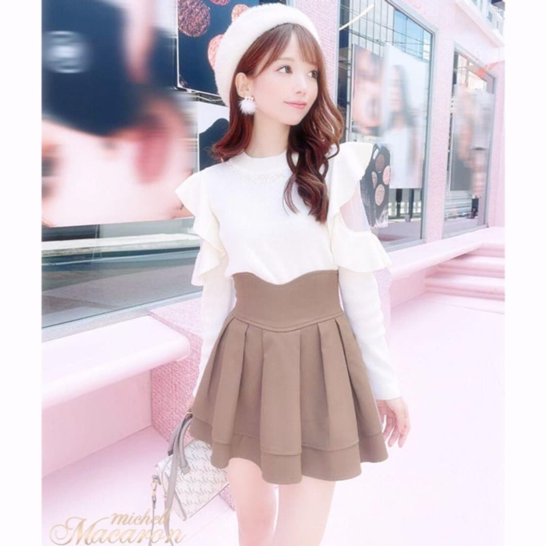 미셸마카롱 미각 스커트 모카 브라운 m 스나계 양산형 지뢰계 상품이미지1