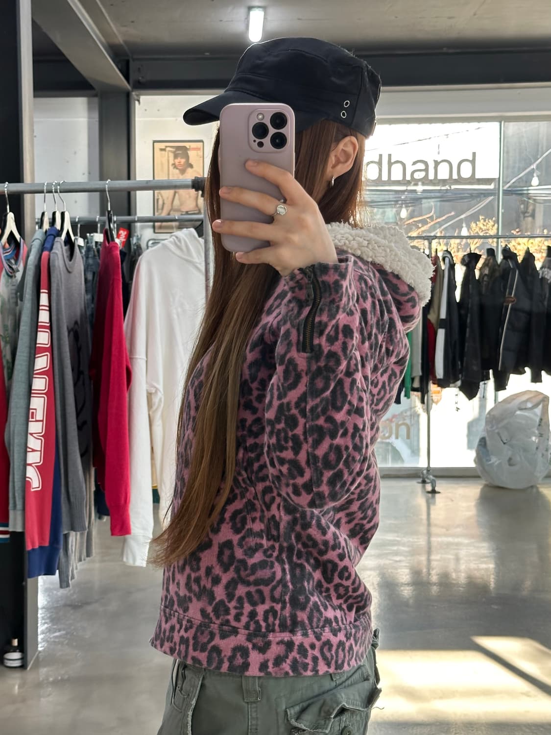 히스테릭글래머 핑크레오파드 보아털 후드자켓 상품이미지4