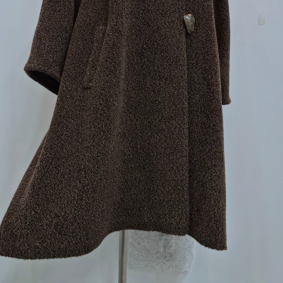 울 100% 브라운 부클 오버핏 코트 상품이미지7