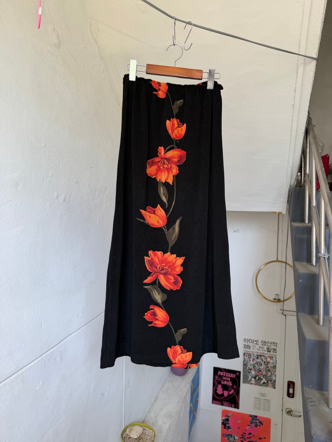 플라워패턴 y2k 롱 비스코스 스커트 상품이미지1