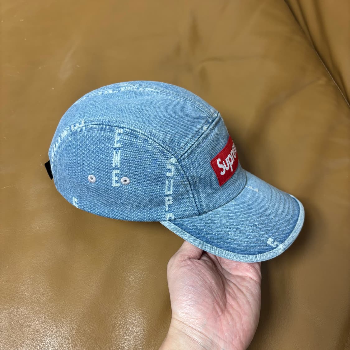 슈프림 캠프캡 모자 박스로고 워시드 데님 상품이미지3