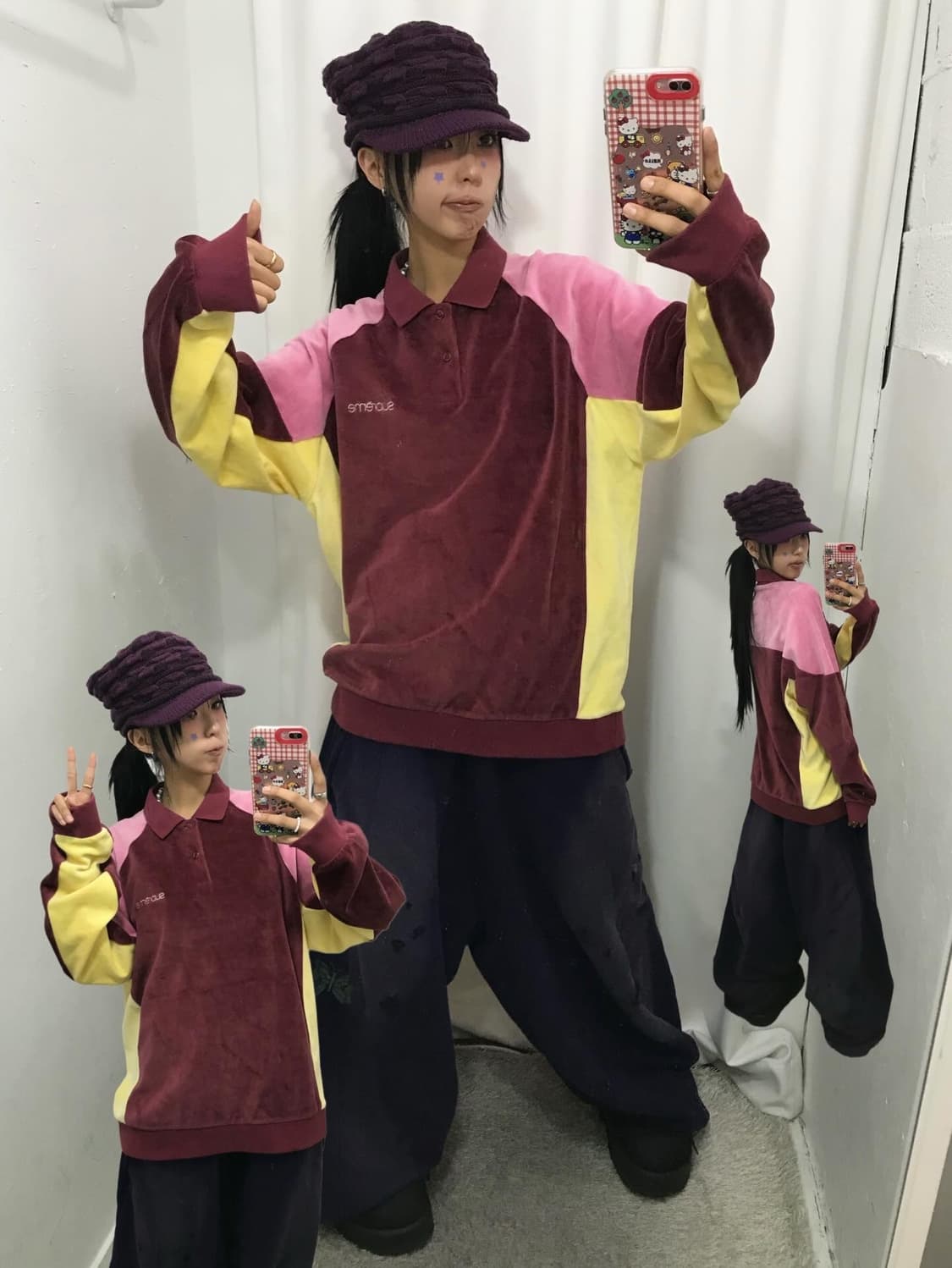 Supreme Paneled Velour L/S Polo - 22Fw 상품이미지1