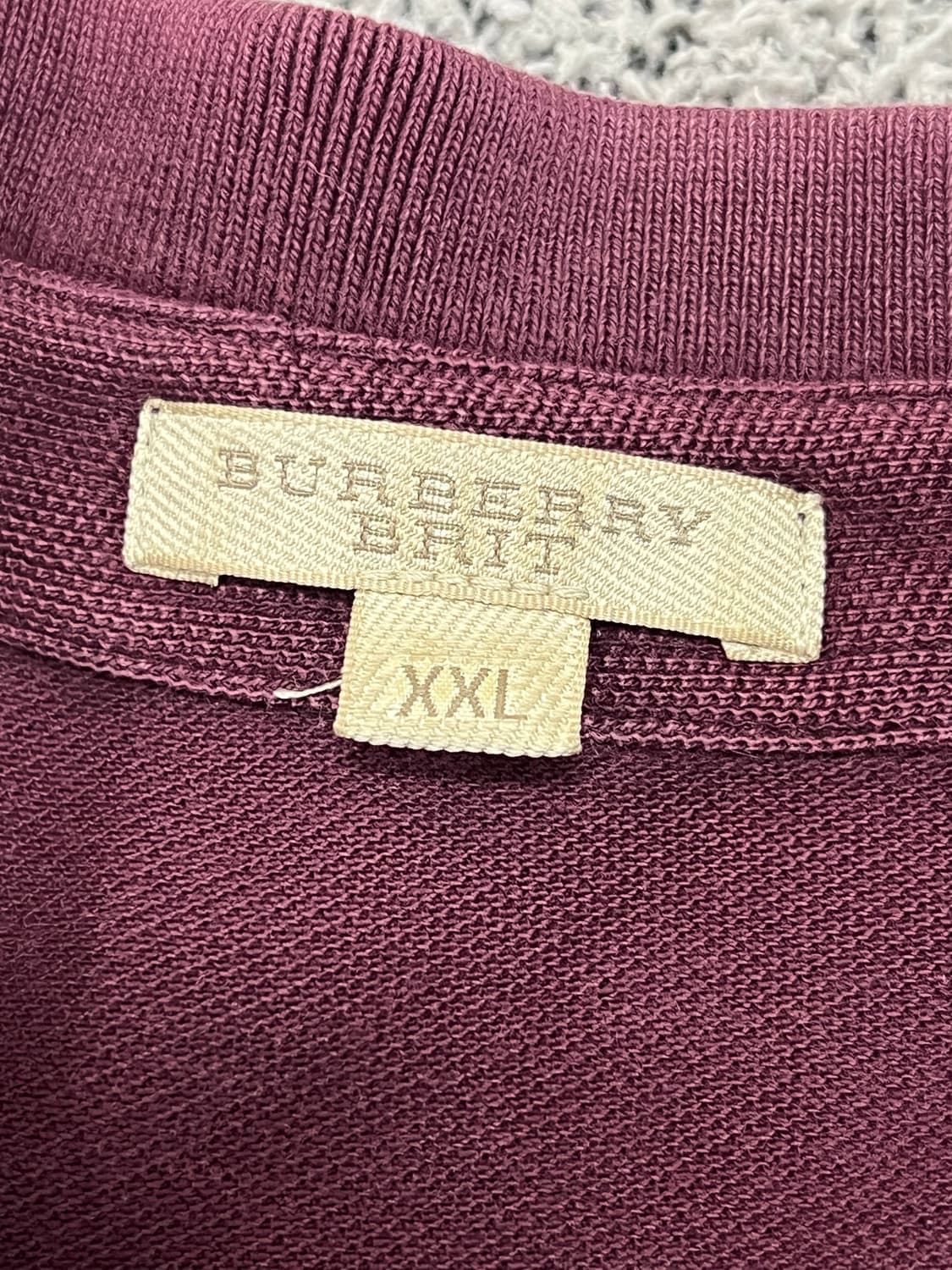 (XXL) 버버리 버건디 반팔 카라 티 상품이미지3