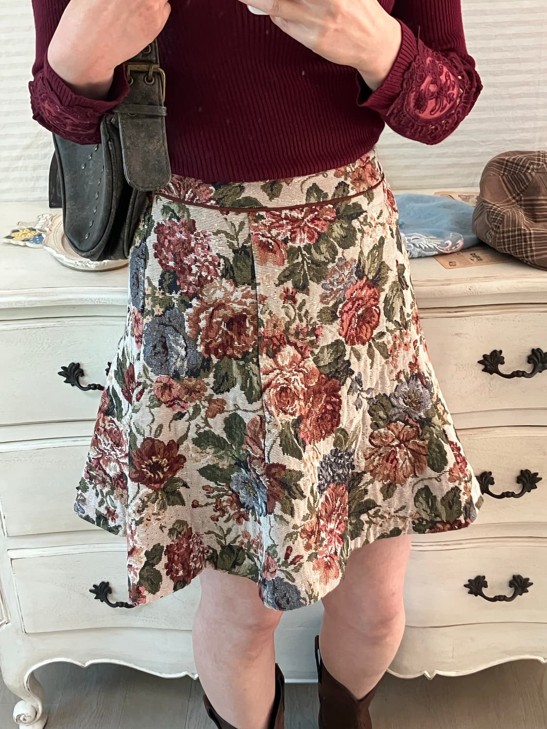 jpn vintage 플라워 패턴 미니 스커트 y2k 스트릿 갸루 펑키 상품이미지4