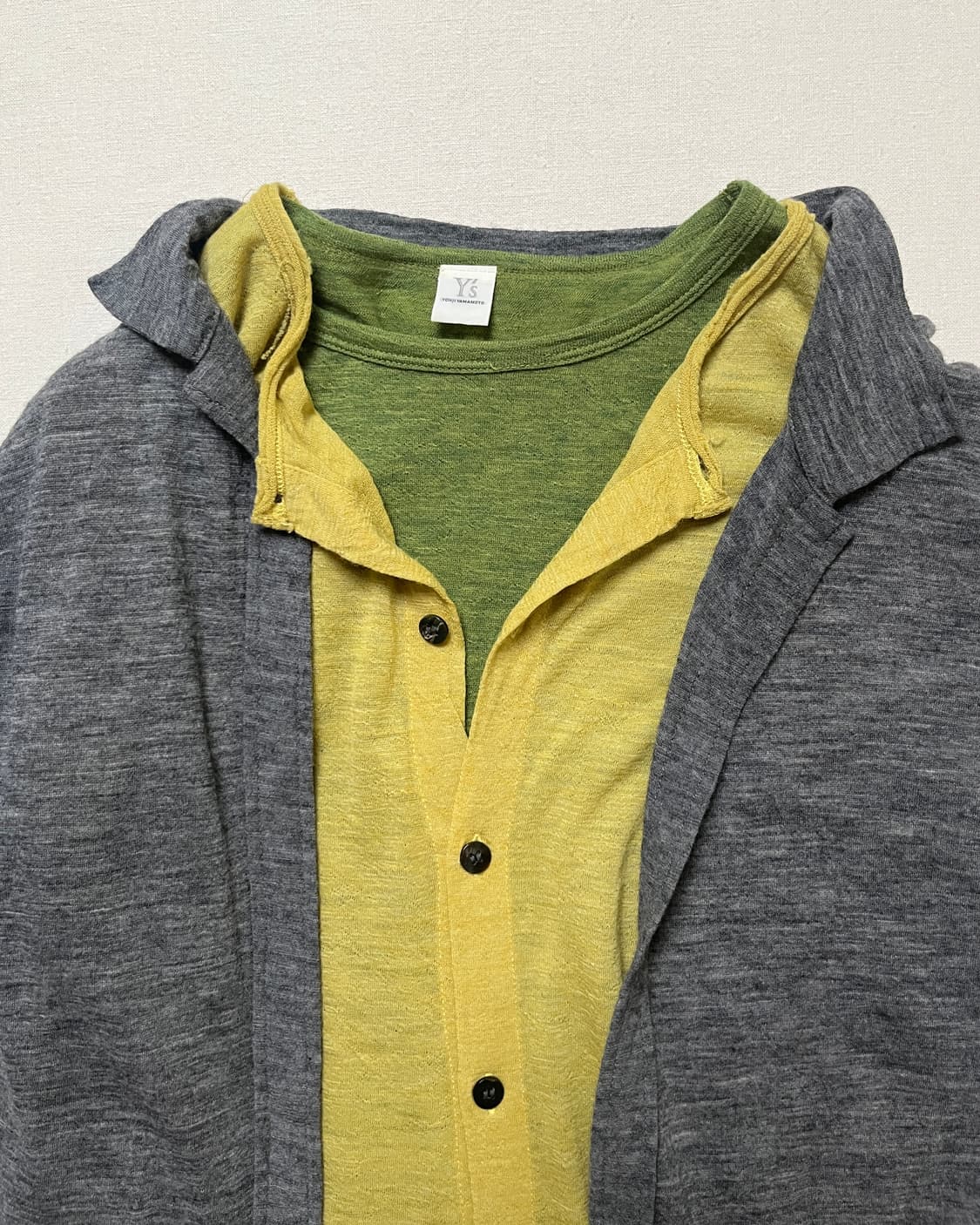 요지야마모토 3 레이어 탑 Yohji yamamoto 컷앤소+가디건 상품이미지9