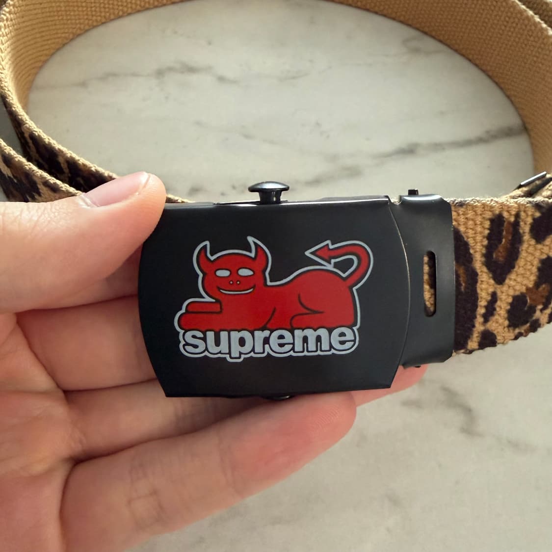 슈프림 24SS 토이머신 콜라보 레오파드 버클 웨빙 벨트 OS 상품이미지4